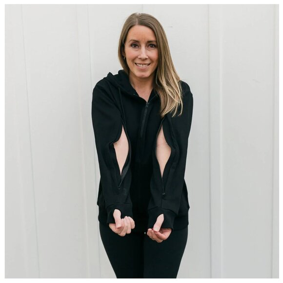 BeWell IV Zip Hoodie Sweatshirt Zip Sleeves IV Access (Black) - Picture 1 of 16